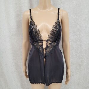 Frederick's of Hollywood Vintage Black Lace Cami Negligee Women's Size Medium